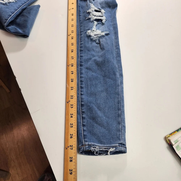 American Eagle Distressed High Rise Jegging Medium Wash Denim Flap Jeans Sz 6R - Picture 13 of 15